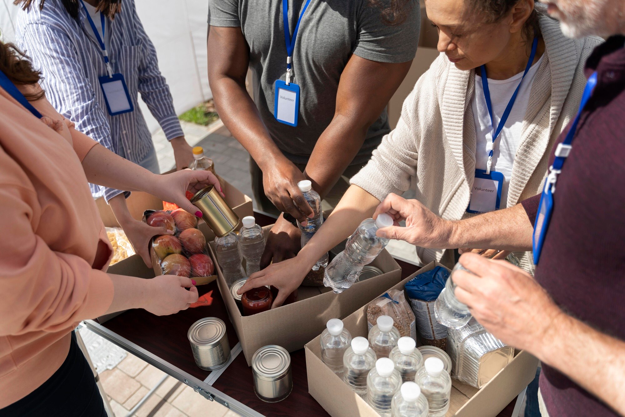 Hands reaching out to help during an emergency
