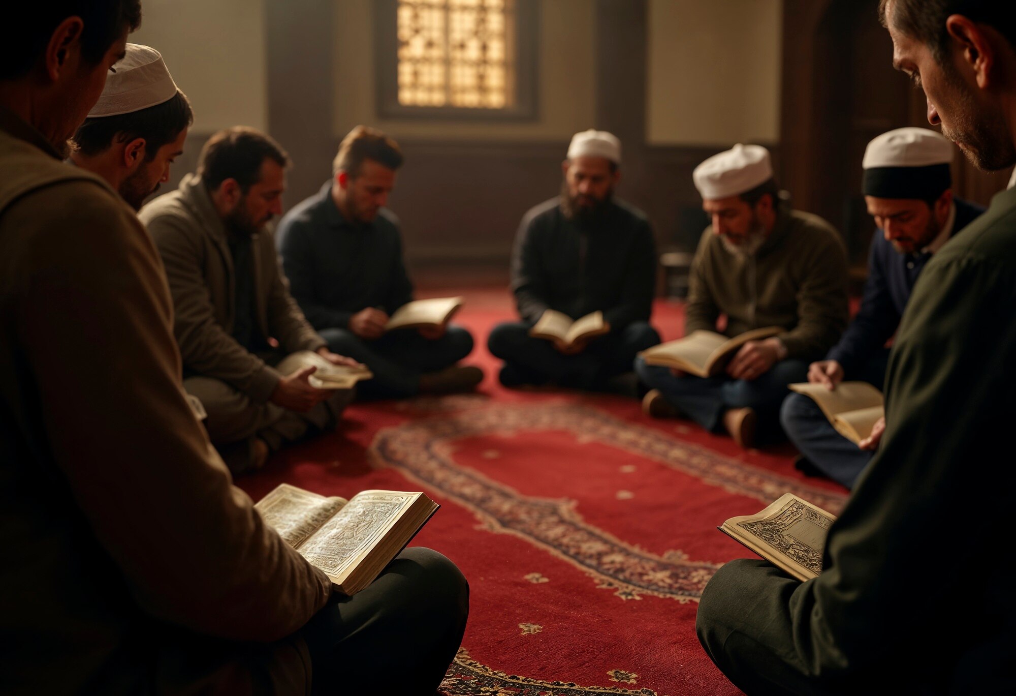 Community gathering at a mosque, united in faith