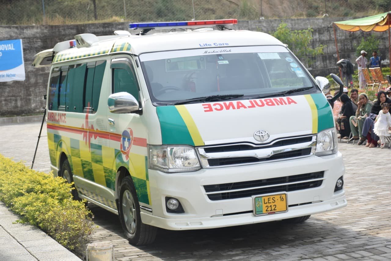 Bangrilla Community Hospital branded ambulance on site