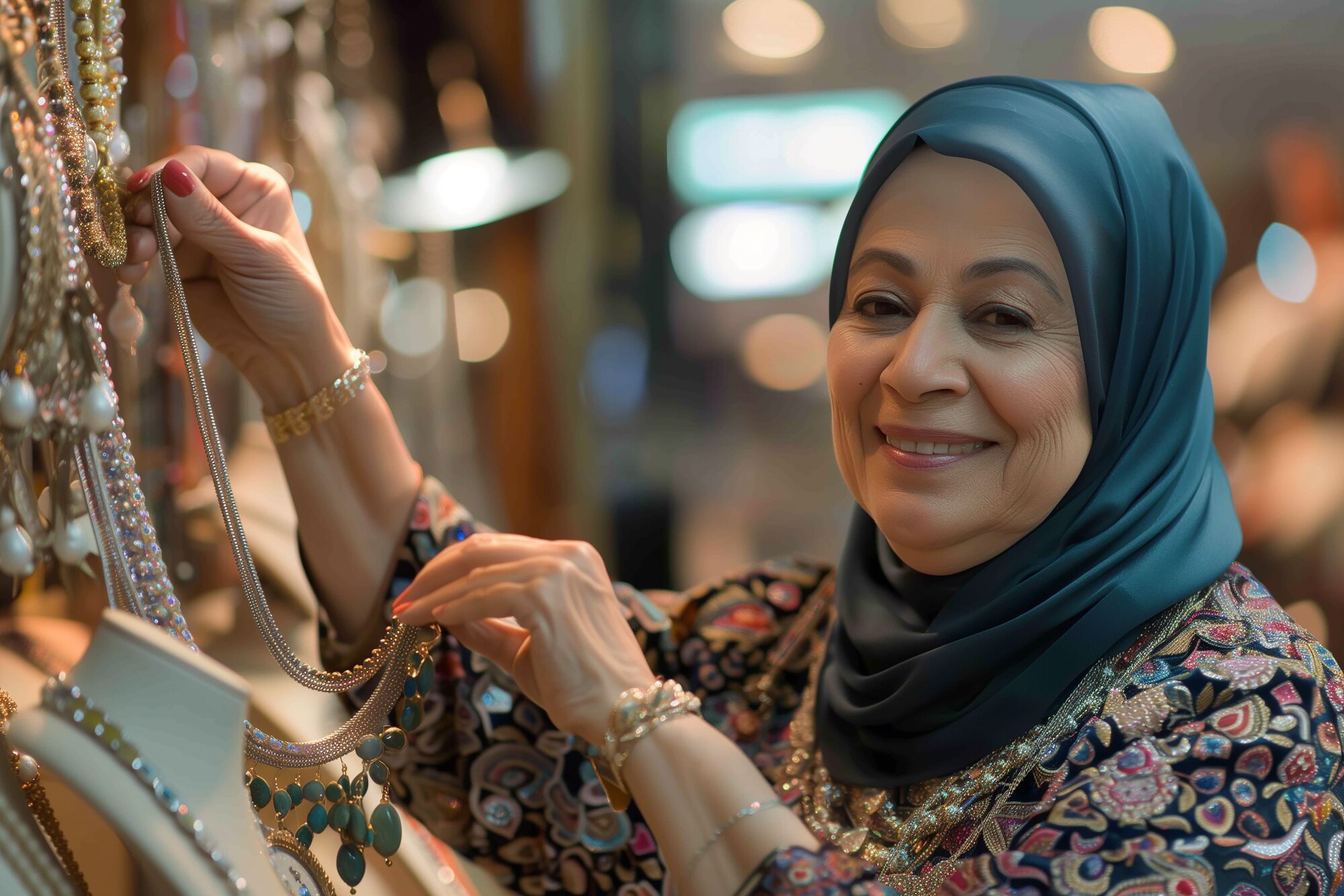 Muslim women entrepreneurs in a marketplace
